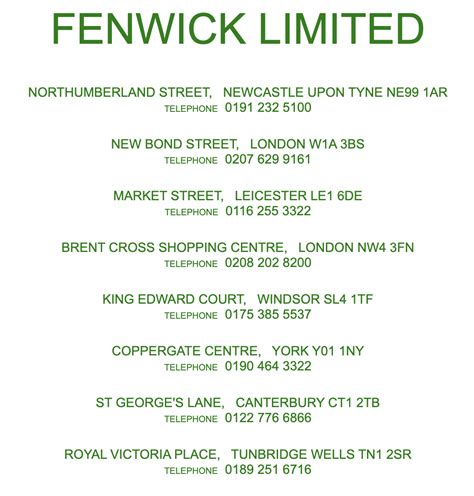 fenwick store locations.